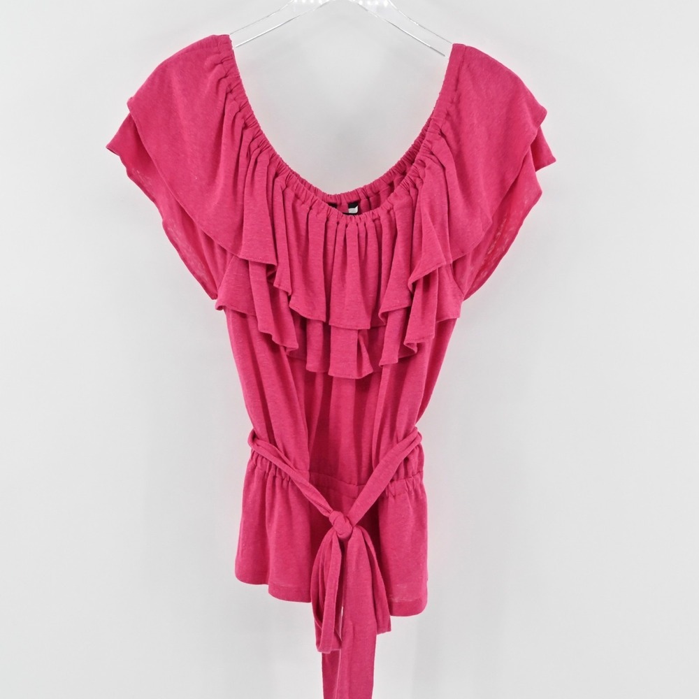Ralph Lauren Womens Jersey Off Shoulder‎ Pink Top Size XL Ruffle LRL Blouse NEW